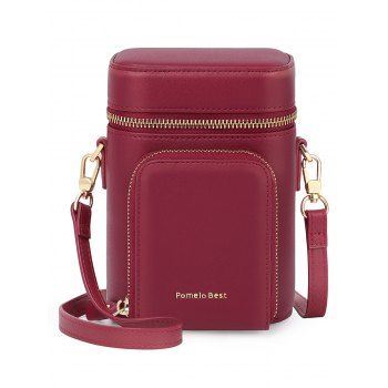 

Pomelo Best Plain Color Multifunction Mini Crossbody Bucket Bag, Red wine