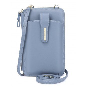 

Pomelo Best Plain Color Multi-layered Zipper Mini Crossbody Phone Bag, Pastel blue
