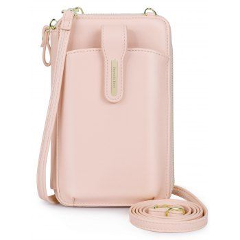 

Pomelo Best Plain Color Multi-layered Zipper Mini Crossbody Phone Bag, Pig pink