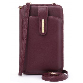 

Pomelo Best Plain Color Multi-layered Zipper Mini Crossbody Phone Bag, Red wine