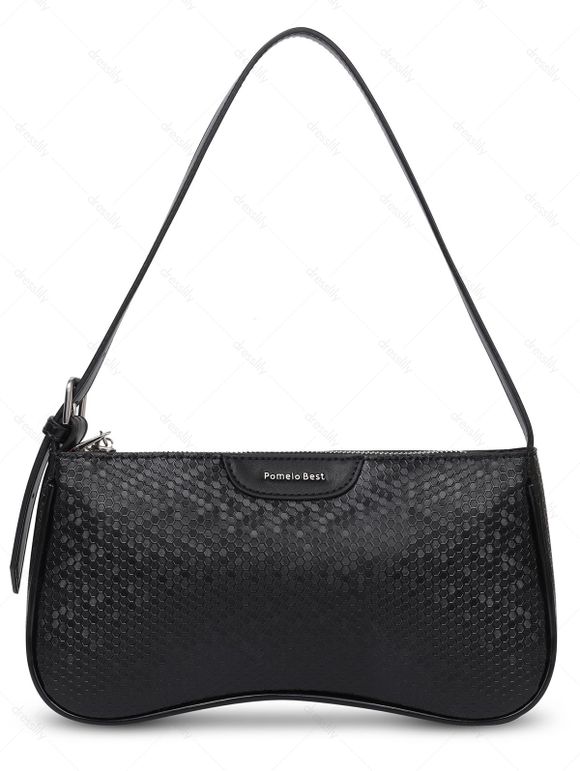 Pomelo Best Sac à Baguette sous Bras Simple Zippé Motif de Nid D'Abeille - Noir REGULAR