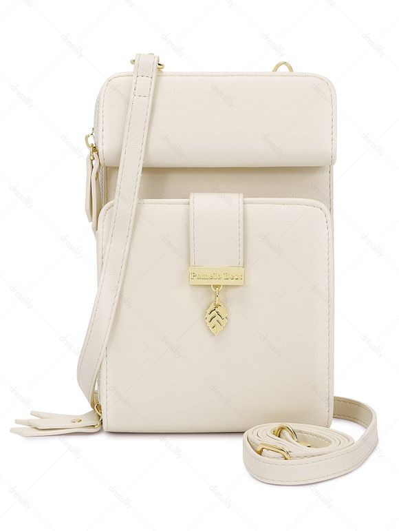 Pomelo Best Mini Sac à Bandoulière Feuille Bouclé en Couleur Unie pour Téléphone - Blanc de Soie REGULAR