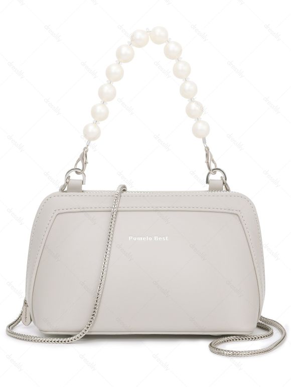Pomelo Best Sac à Main Simple Fausse Perle avec Chaîne en Couleur Unie - Gris Clair REGULAR