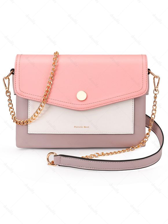 Sac à Bandoulière Enveloppe Décontracté Carré Gaufré en Blocs de Couleurs - Rose REGULAR