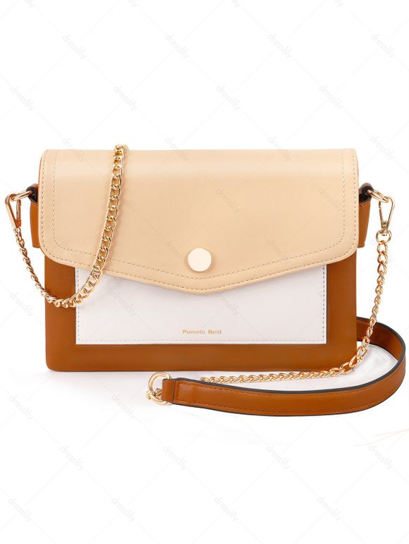 Sac à Bandoulière Enveloppe Décontracté Carré Gaufré en Blocs de Couleurs - Marron Camel REGULAR