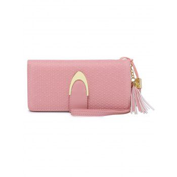 

Pomelo Best Multifunction Honeycomb Pattern Tassel Charm Decor Clutch Bag, Light pink