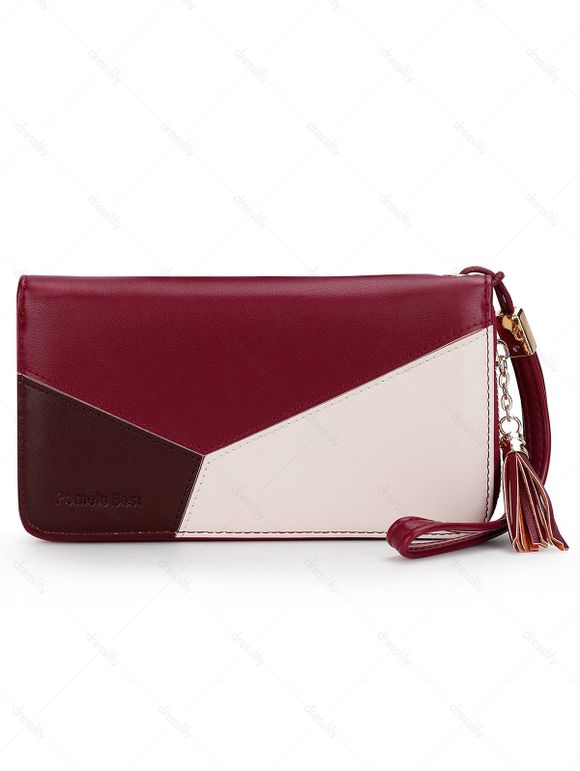 Pomelo Best Porte-Monnaie Zippée Caractère en Blocs de Couleurs à Rabat - Rouge Vineux REGULAR
