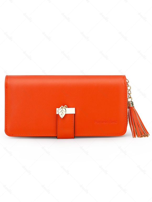 Pomelo Best Pochette à Rabat en Simili Cuir Couleur Unie avec Pendentif - Orange REGULAR