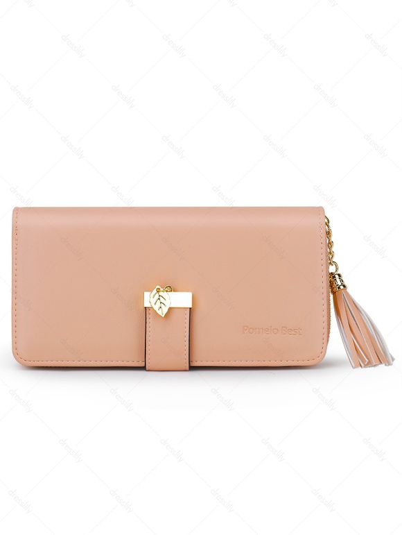 Pomelo Best Pochette à Rabat en Simili Cuir Couleur Unie avec Pendentif - Blanche Amande REGULAR