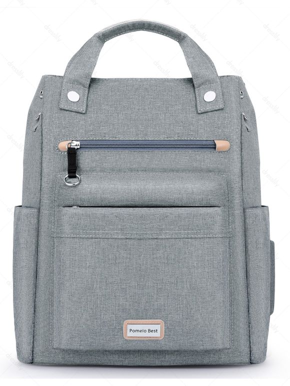 Pomelo Best Sac à Langer Dos Simple de Grande Capacité en Couleur Unie - Gris Clair REGULAR