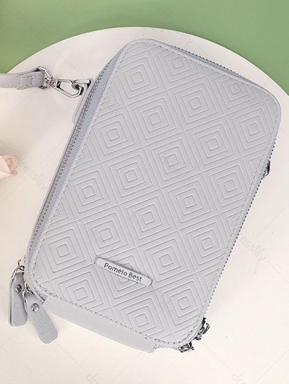 Pomelo Best Mini Sac à Bandoulière Texturé Simple en Couleur Unie - Gris Clair REGULAR