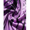 Plus Size Butterfly Print Skew Neck T Shirt and Halloween Wide Leg Pants Outfit - LIGHT PURPLE L | US 12