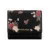 Mini Portefeuille Motif Fleur avec Trois Volets Multifonction - Noir S