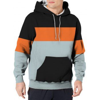 

Colorblock Casual Hoodie Kangaroo Pocket Drawstring Hoodie, Multicolor a