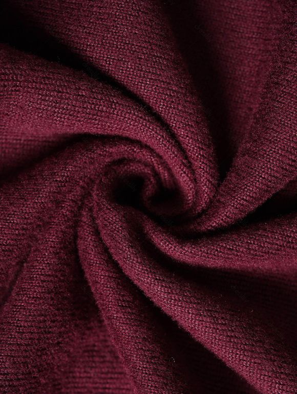 Haut à Capuche Décontracté Simple en Tricot en Couleur Unie à Manches Longues à Lacets - Rouge foncé XXL | US 14