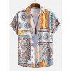 Chemise de Plage Décontractée à Imprimé Ethnique à Col Relevé - multicolor B XXXL