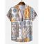 Chemise de Plage Décontractée à Imprimé Ethnique à Col Relevé - multicolor B XXXL