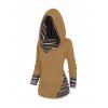 Tribal Geometric Stripe Panel Hooded Knit Top Long Sleeve Mock Button Knitted Top