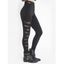 Pantalon Jointif Découpé Bouclé en Dentelle à Taille Haute - Noir XXL