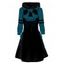Skull Print Hoodie Dress Lace Up Colorblock Mini Dress - ORANGE S