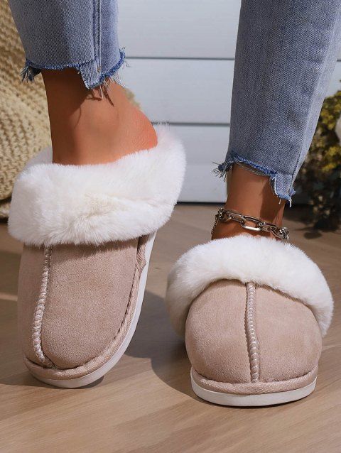 Home Warm Flat Faux Fur Fuzzy Slippers