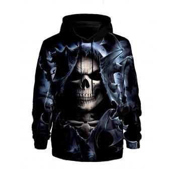 

Halloween Skeleton and Bat Print Hoodie Long Sleeve Drawstring Hoodie, Multicolor