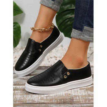 

Slip On Casual PU Simple Style Flat Shoes, Black