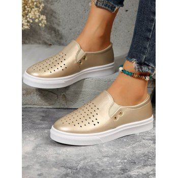 

Slip On Casual PU Simple Style Flat Shoes, Golden