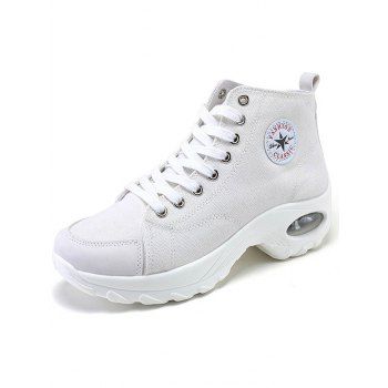 

Applique Lace Up High Top Canvas Shoes, White