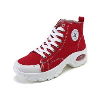 

Applique Lace Up High Top Canvas Shoes, Red