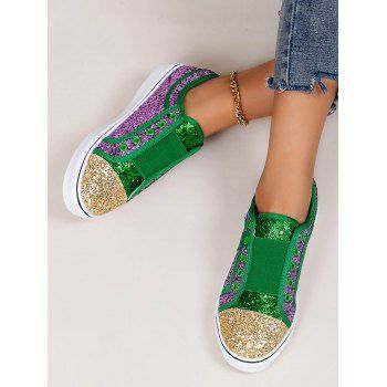 

Sparkly Sequins Slip On Flat Canvas Shoes, Multicolor a