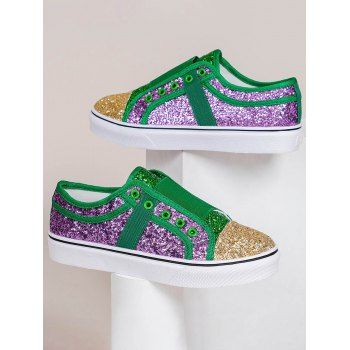 Sparkly Sequins Slip On Flat Canvas Shoes