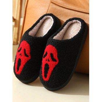 

Halloween Cartoon Ghost Pattern Fuzzy Slippers, Multicolor a