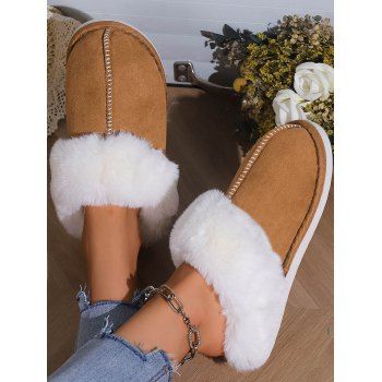 

Home Warm Flat Faux Fur Fuzzy Slippers, Coffee