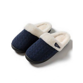 Textured Colorblock Faux Fur Home Fuzzy Slippers