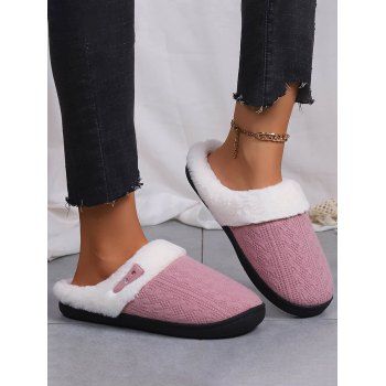 

Textured Colorblock Faux Fur Home Fuzzy Slippers, Light pink