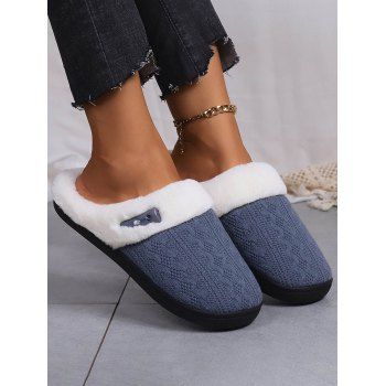 

Textured Colorblock Faux Fur Home Fuzzy Slippers, Dark gray