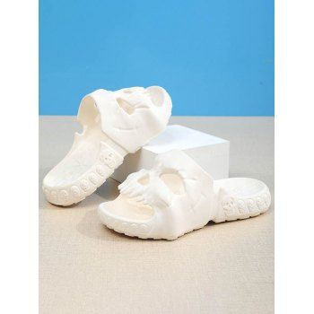 

Solid Color Skull Pattern Halloween Slippers, White