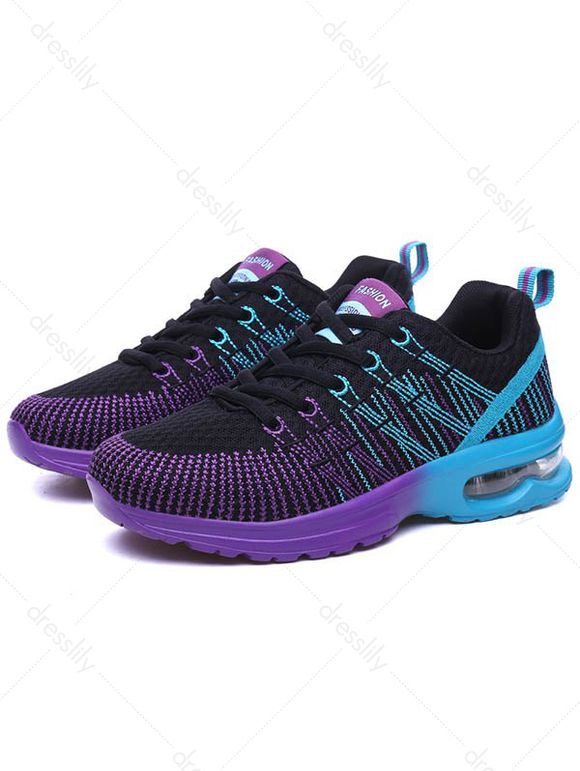 Ombre Lace Up Breathable Casual Running Sport Shoes - Bleu profond EU 38