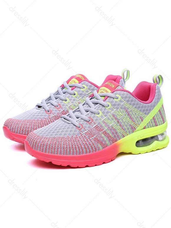 Ombre Lace Up Breathable Casual Running Sport Shoes - multicolor A EU 36