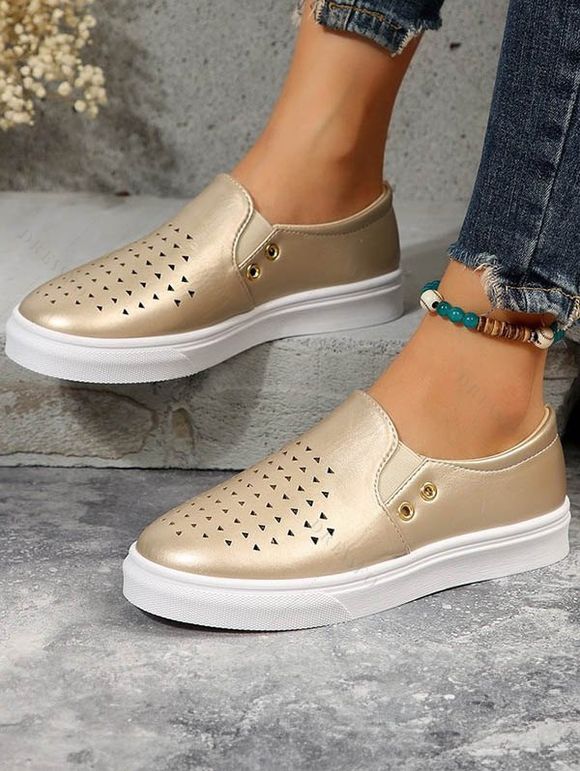 Slip On Casual PU Simple Style Flat Shoes - d'or EU 42