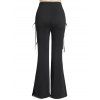 Plus Size Colorblock Lace Up Gothic Top and Lace Patchwork Flare Pants Outfit - BLACK L | US 12