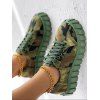 Camouflage Print Lace Up Non-slip Platform Canvas Shoes - multicolor A EU 38