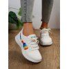 Rainbow Heart Pattern Lace Up Breathable Sport Shoes - Blanc EU 42