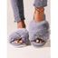 Crossover Flat Slip On Fluffy Slippers - Rose clair EU (42-43)