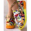 Colorful Graffiti Painting Lace Up Flat Canvas Shoes - multicolor A EU 43