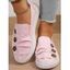 Mock Button Slip On Flat Canvas Shoes - Rose clair EU 36