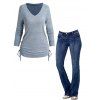 Jean Evasé Chiné Zippé avec Poches Latérales à Manches Longues - multicolor S