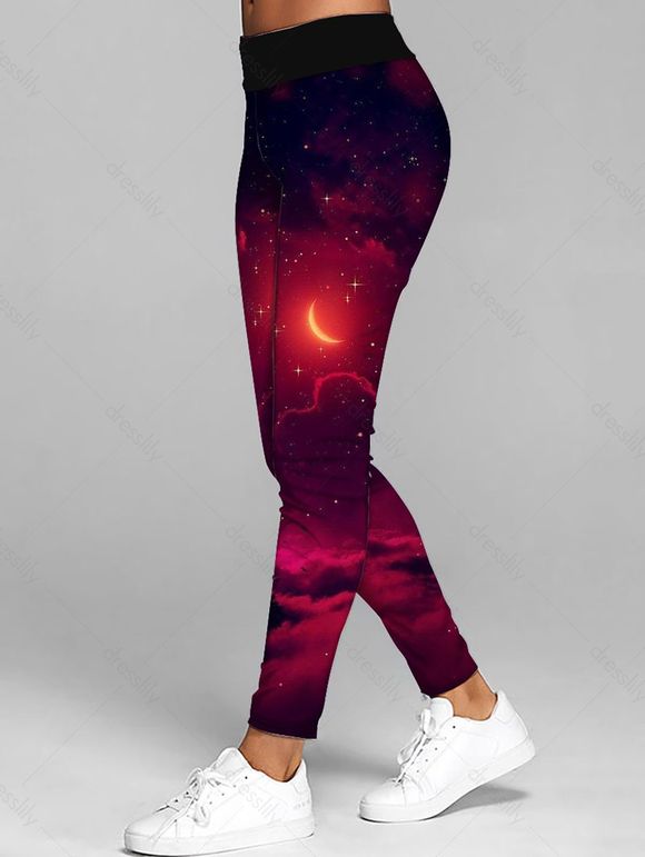 Legging Décontracté Long Taille Elastique Imprimé Partout - Rouge foncé S | US 4