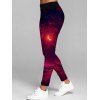 Legging Décontracté Long Taille Elastique Imprimé Partout - Rouge foncé S | US 4